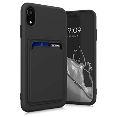 Image de kwmobile Housse Compatible avec Apple iPhone XR Coque de téléphone Compartiment Carte en Silicone Noir