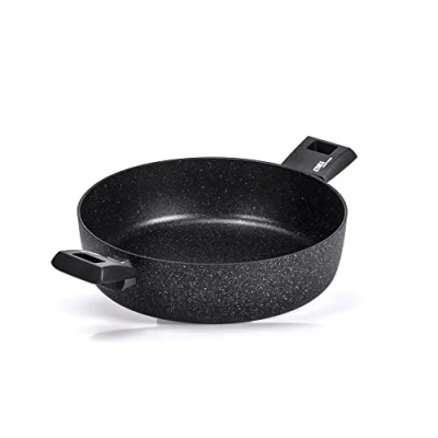 Image de Moneta Etnea Poêle à frire avec poignées, Revêtement anti adhésif et rayures surface en pierre, Lavable au lave vaisselle, 28 cm