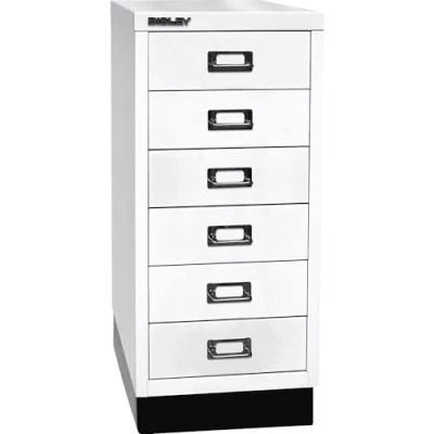 Image de BISLEY MultiDrawer, série 29 avec Socle, Format A4, 6 tiroirs, Métal, 696 Blanc de Circulation, 38 x 27,9 67 cm