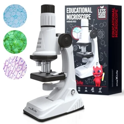 Image de Maxlife Microscope Enfant MXMS 100 Experiences Scientifiques Enfants Kit avec Verrerie et Matériel de Laboratoire Jouet à partir 8 Ans Idéale Cadeau