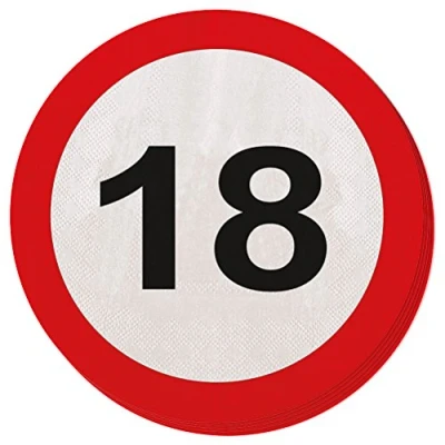 Image de Panneau de signalisation serviettes 18 ans 20 pièces