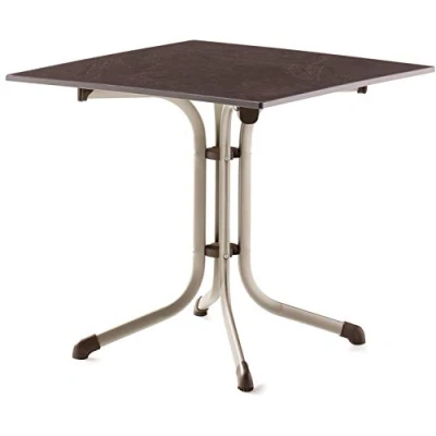 Image de Sieger Klapptisch mit Platte 80x80 cm 3130 60 Boulevard Table Pliante avec Plateau vivodur/Structure en Tubes d&#039;acier 80 x cm, Plusieurs matériaux, Champagner/Schiefer Mocca, 80x80cm