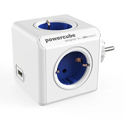 Image de allocacoc Power Cube 1202BL/DEOUPC Chargeur extendeur pour Smartphone/Tablette USB 2.1 Bleu/Blanc
