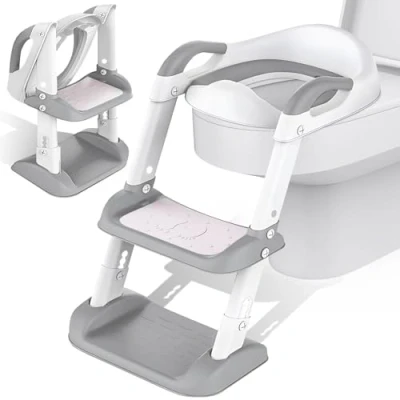 Image de NCIKIHRKK Reducteur Toilette per Enfant, Adaptateur WC Rehausseur Enfant avec Coussin Moelleux, Pliable, Bébé pour en Forme de V U O