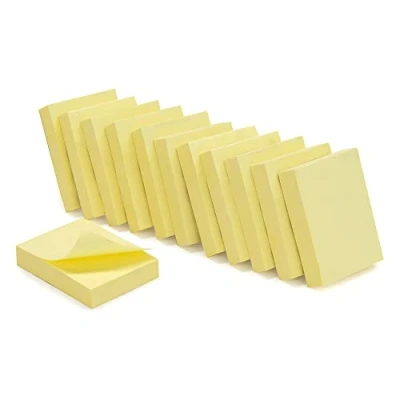 Image de WAYTEX 931640 1200 Notes autocollantes repositionnables jaune pastel 12 blocs de 100 feuilles 3,7 x 5 cm sens vertical