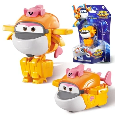 Image de Super Wings Transformer Aeroplane Supercharged Tiki, Hauteur env. 5,08 cm, Transformable Avion Jouet et Figurine de Robot pour Enfant garçons Filles à partir 3 Ans