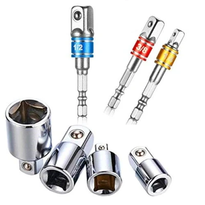 Image de Newder Clé D&#039;écrou de Forets à Queue Hexagonale 3 Pièces Socket Extension Couleur Adaptateur Bit Set + Lot 4 Adaptateurs Réducteurs pour Clés Rochet/Clés Rochet Embouts 1/2&quot; 3/8&quot; 1/4&quot; Outils