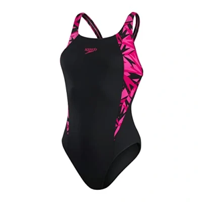 Image de Speedo Hyperboom Maillot de bain, Femme, Taille: 32, Hyper black/elec pnk/ecstatic