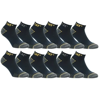 Image de Caterpillar 6/12 Paires Chaussettes Travail Sneaker Hommes Prévention des Accidents Talon et Pointe Renforcées Coton, 12 Bleu, 43 46