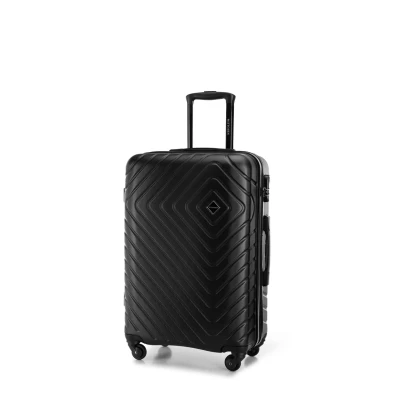 Image de WITTCHEN Valise de Voyage Moyenne à roulettes ABS Trolley avec 4 Spinner Serrure Combinaison Poignée télescopique Cube Line Taille L Noir