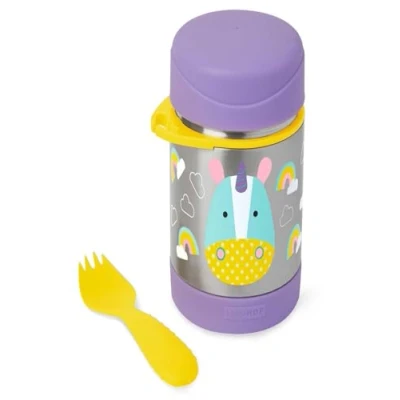 Image de Skip Hop Boite Repas Isotherme pour Enfant Licorne 325 ml Acier Inoxidable, Sans BPA &amp; Phtalate Avec Cuillère Fourchette en Silicone Récipient à 3 ans et plus Zoo Collection