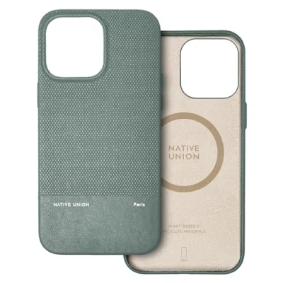 Image de Native Union (Re Classic Case Coque (Re) Compatible MagSafe Matériaux recyclés et d&#039;origine végétale Protection Contre Les Chutes de 1,8 m / 6 pi pour iPhone 15 Pro Max (Vert Ardoise)