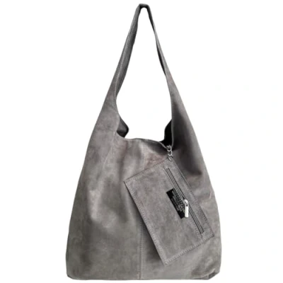 Image de Modarno sac à bandoulière pour femme en daim pochette, cuir véritable femme, gris