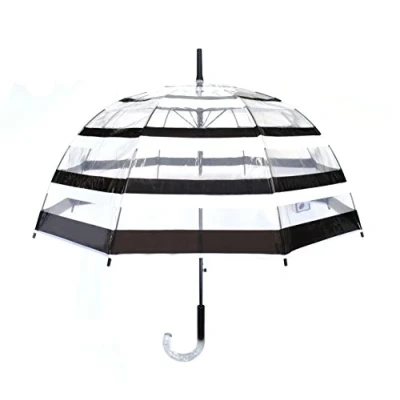 Image de SMATI Parapluie transparent forme cloche ouverture automatique résistant au vent rayures noires et blanches