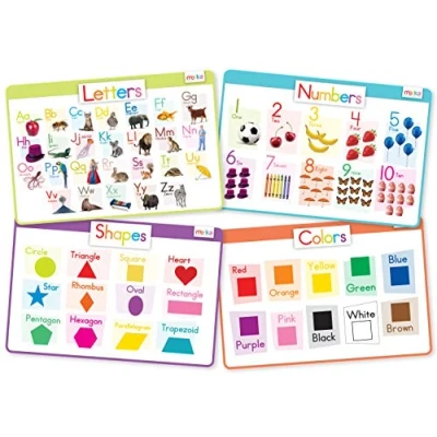 Image de Merka Sets de Table pour Enfants, Tout Petits Jetables antidérapants Lettres Chiffres Formes et Couleurs Alphabet Ensemble 4