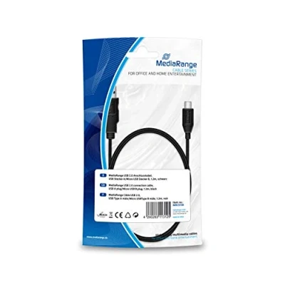 Image de MediaRange USB Kabel Typ A, 4 polig (M) 5 Micro B 1.2 m (USB/USB 2.0) Schwarz