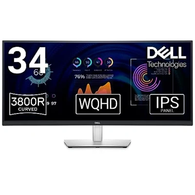 Image de Dell P3424WE USB C 34&quot; WQHD (3440x1440) 21:9 3800R Écran PC Incurvé, 60Hz, IPS, 5ms, 99% sRGB, C, DisplayPort, HDMI, 5x USB, RJ45, Garantie 3 ans, Noir