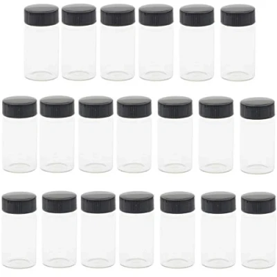 Image de KAHEIGN 20Pcs Flacons en Verre Transparent, Bouteilles D&#039;échantillon de 20 Ml 2/3 Oz Avec Récipient Plastique Transparent Pour Laboratoire à Vis Noire