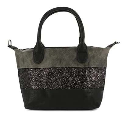 Image de Sac À Main Bandoulière Femme Paillette Multicolore Rayures Noir