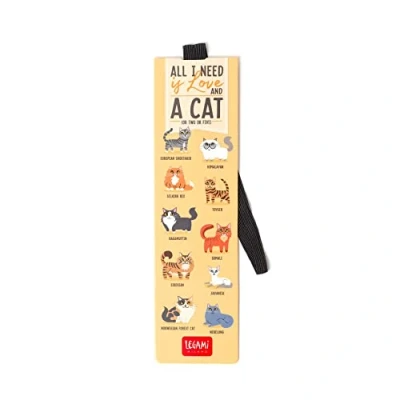 Image de Legami Milano SE0235 Marque page avec élastique All I need is Love and a cat (or two or five)