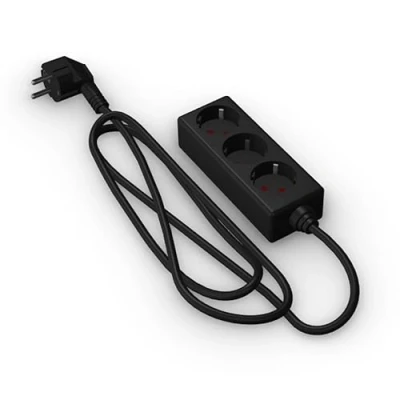 Image de Multiprise Noire à 3 Prises Schuko sans Interrupteur, m H05VV F 3G1,5 m㎡, Base de