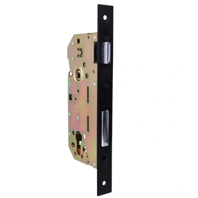 Image de Amig Serrure Encastrée pour Portes en Bois Avec Gâche de Fermeture Face et Support à Angle Carré Entrée 50 mm Pêne réversible Acier Noir Mat 240