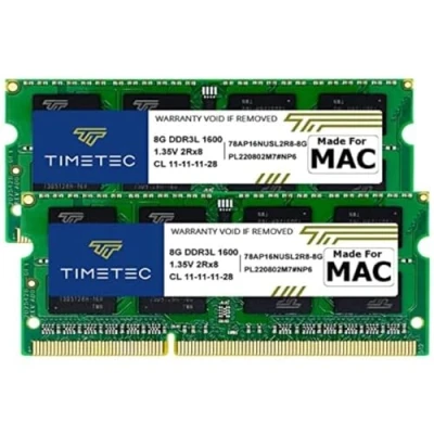 Image de Timetec 16Go KIT (2x8Go) Compatible pour Apple DDR3L 1600MHz Mac Book Pro(début/Fin 2011,mi 2012), iMac (mi 2011, Fin 2012,début/Fin 2013,Fin 2014,mi 2015),Mac Mini 2011,Fin 2012) RAM