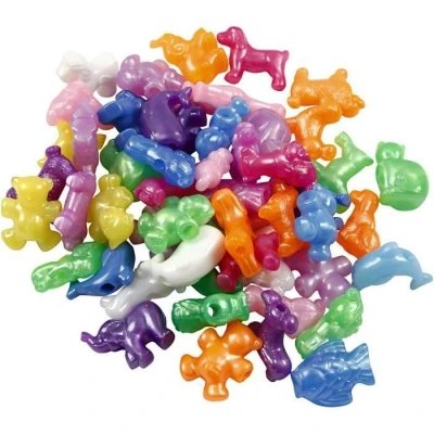 Image de Assortiment de perles en plastique dans une variété couleurs et formes avec finition brillante. Réf 618230