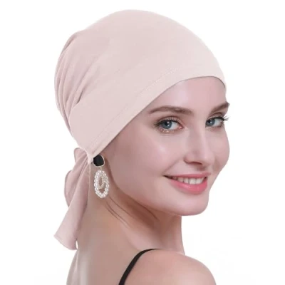 Image de osvyo Foulard chimio en bambou pour femmes souffrant de perte cheveux Turban dans un emballage scellé, rose bébé, taille unique