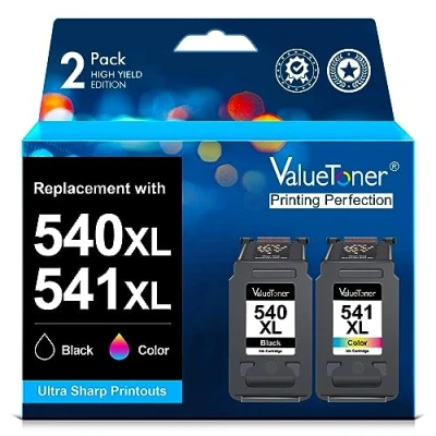Image de Valuetoner PG 540XL CL 541XL Remanufactured Cartouche pour Canon 540 541 XL Pixma MG3650 MG3650s TS5150 MG3600 MG3550 TS5151 MX475 MG4250 MG3150 MG3250 (Noir + Couleur, 2 Pack)