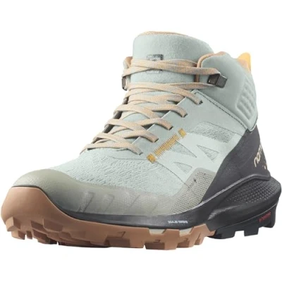 Image de SALOMON Femme Outpulse Mid GTX W Chaussure de Trail, Fer forgé ébène Orange Flamboyant, 38 EU