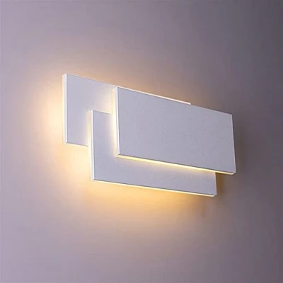 Image de Applique murale à pile de tour LED 12 W, lampes carrées modernes pour salon, allée, escalier, veilleuses, chevet chambre coucher, luminaire mural noir/blanc, blanc chaud 3000 K, éclairage