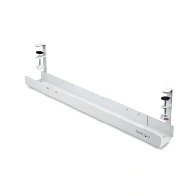 Image de StarTech.com Under Desk Cable Management Tray, Length Adjustable, Clamp on Installation, No Drilling Required, White