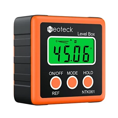 Image de Neoteck Détecteur d&#039;angle numérique LCD étanche rapporteur inclinomètre boîte biseautée pour hélicoptère/scie à onglet/test automobile et réparation etc Orange