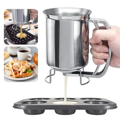 Image de Bczhieulw Shaker Crepes， Distributeur de Pâte,Séparateur Pâte, d&#039;Entonnoir, 800ml, pour Gâteaux, Muffins, Gaufres, Pancakes