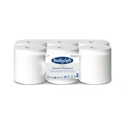 Image de Bulkysoft Lot 6 Bobines Esuie mains Dévidage Central 2 Plis 450 formats ÉCOLABEL