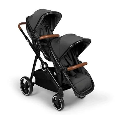 Image de Baninni Poussette double Duett Luiz Assises convertible en nacelle Usage simple ou De la naissaince jusqu’à 36kg Sièges reversible gris