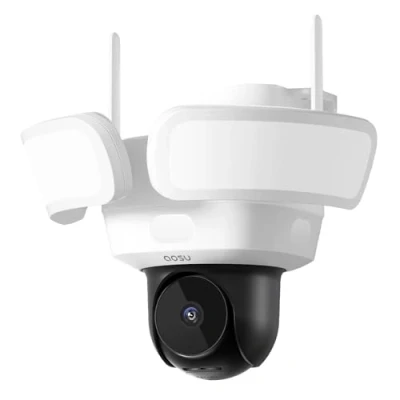 Image de AOSU Camera Surveillance Exterieur Filaire 3K 5MP Caméra WiFi Extérieur avec 2600 lumens Projecteur 3 PIR Couverture 360 Degrés Détection AI Humaine Eclairage Intelligente