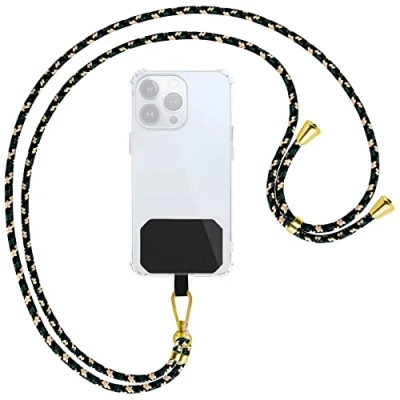 Image de mtb more energy® Chaîne universelle pour téléphone portable Camouflage Pièces métalliques de couleur or Compatible avec nombreuses coques Cordon à accrocher autour du