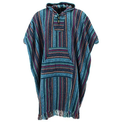 Image de LOUDelephant Coton Brossé Long Poncho Capuche Violet Sky, One Size