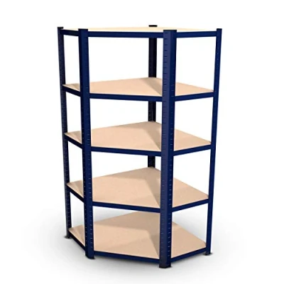 Image de Eurospen Étagère d&#039;angle Polyvalente en métal Charge Lourde Max 750kg 180 x 90 45 cm Bleu