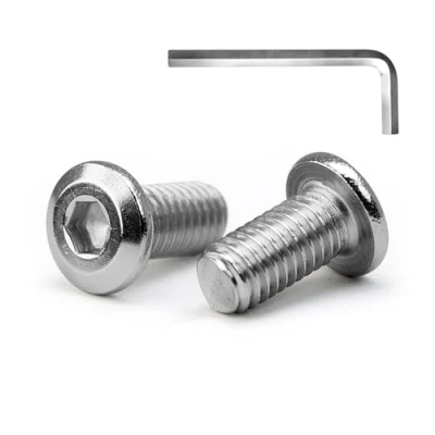 Image de MINHER M8 x 16mm 20Pcs Tête Plate Vis D’assemblage à Six Pans Creux, Acier Inoxydable A2 V2A, Boulons de Meubles, Filetage Complet (Avec Clé Hexagonale)