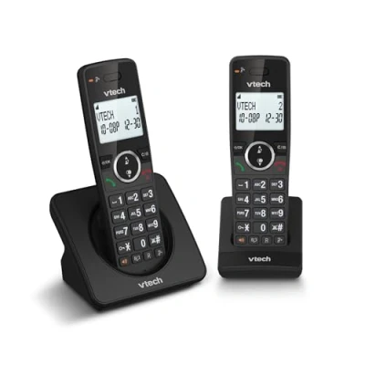Image de VTech ES2001 Duo Téléphone sans Fil DECT avec 2 combinés, Bloqueur d&#039;appels, amplificateur de Volume, Identification l&#039;appelant/Appel en Attente,18 heures d&#039;autonomie,écran et Clavier rétroéclairés