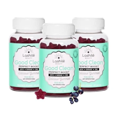 Image de Lashilé Beauty Good Clean Peau éclatante saine et sans imperfection Efficacité Prouvée Cure 3 mois 180 Gummies Fabrication Française Zinc, Ortie, Bardane