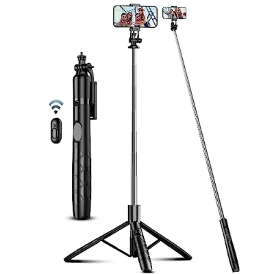 Image de 163.5CM Perche à Selfie, Trépied Smartphone, Extensible Selfie Stick de Téléphone avec Télécommandeet Support pour Portable Compatible iPhone/Samsung/GoPro/Camera