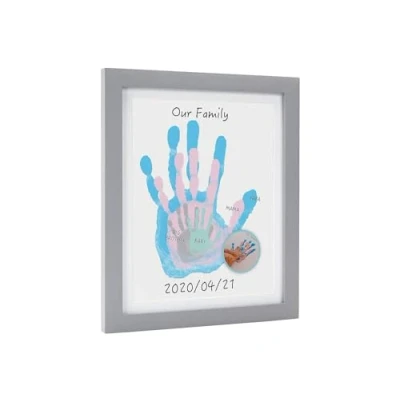 Image de Pearhead DIY Family Handprint Frame and Paint Kit, Craft, Excellent Gift for New Parents, Mothers Day Mum, Grey