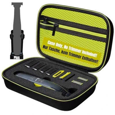 Image de Woollo Étui de Voyage Rigide Portable Compatible avec Philips OneBlade Face + Body QP2734 QP2724 QP2824 QP230 QP220 QP437 QP2630 QP2620 QP2530 QP2520,Fermeture éclair Verte à l&#039;intérieur