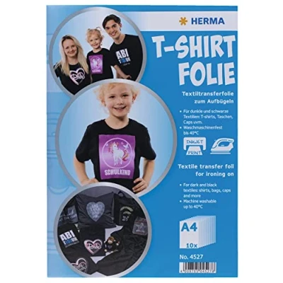 Image de Herma Tranp. Tshirt A4 p.Textile foncé et Noir, 20 Feuilles 4527