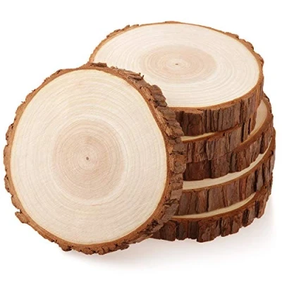 Image de Fuyit Rondin de Bois 15 16cm sans Trou 6 Pcs Tranches Naturel Convient pour Decoration Noel Bois, Marque Place Mariage, Pyrograveur