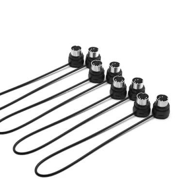 Image de CME Lot de 4 câbles MIDI 1FT / 30 cm DIN 5 broches Profil bas Connecteurs ultra fins coudés à 45 degrés en miroir pour les espaces compacts